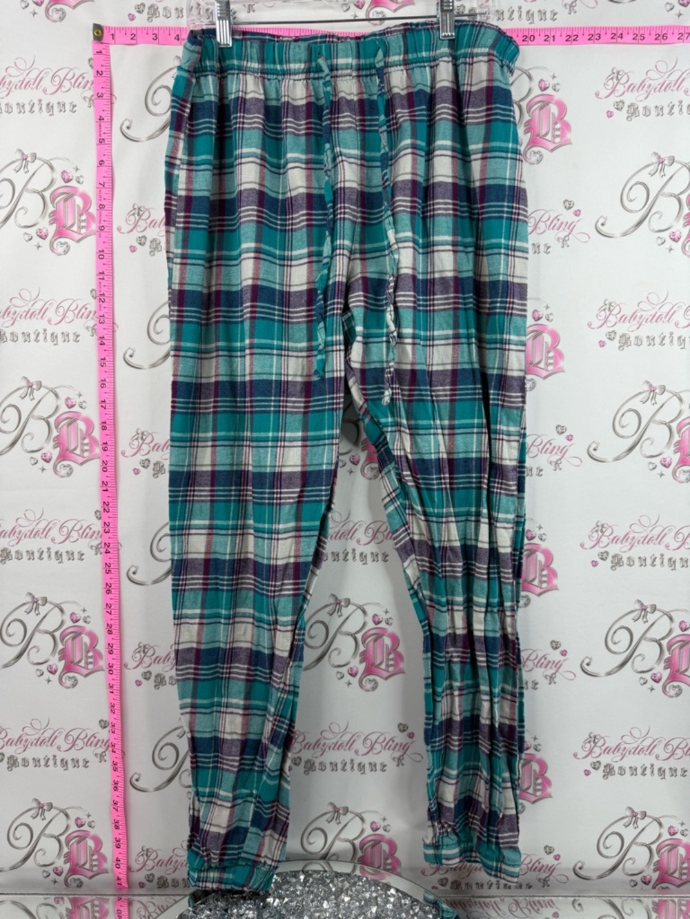 Street legal pants pj Cozy Plaid Women's Pajama Pants in Teal, Purple & White
